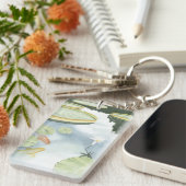 Koi-Teich-Reflektion mit Fisch und Lilien Schlüsselanhänger (Vorderseite rechts)