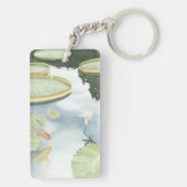 Koi-Teich-Reflektion mit Fisch und Lilien Schlüsselanhänger (Rückseite)