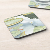 Koi-Teich-Reflektion mit Fisch und Lilien Untersetzer (Linke Seite)