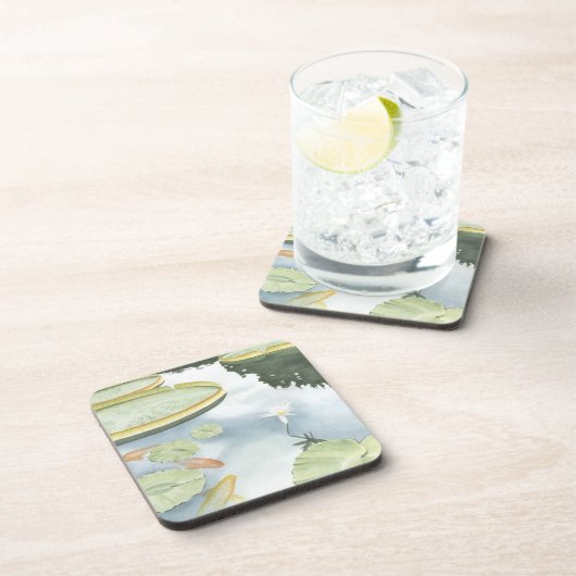 Koi-Teich-Reflektion mit Fisch und Lilien Untersetzer (Rechte Seite)