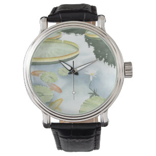 Koi Teich-Reflexion mit Fischen und Lilien Armbanduhr