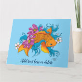 Koi und Blume Karte (Vorderseite)