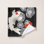 Koi und Lotus Badehandtuch Set (Waschlappen)