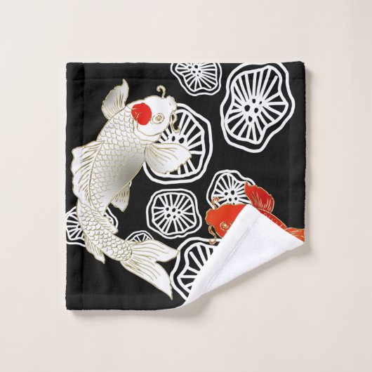 Koi und Lotus Badehandtuch Set (Waschlappen)
