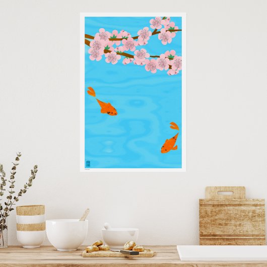 Koi und Sakura Poster (Küche)