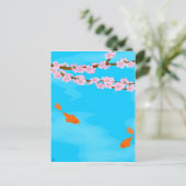 Koi und Sakura Postkarte (Stehend Vorderseite)