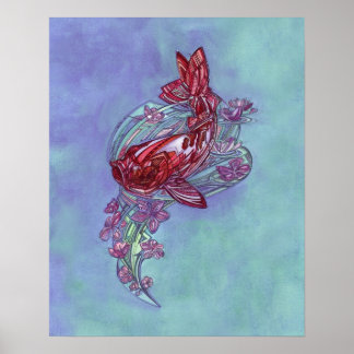 Koi und Sakura von Adam Dennis Poster