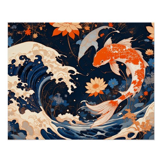 Koi und Waves Poster (Vorderseite)