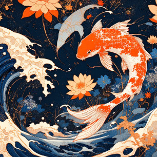 Koi und Waves Poster