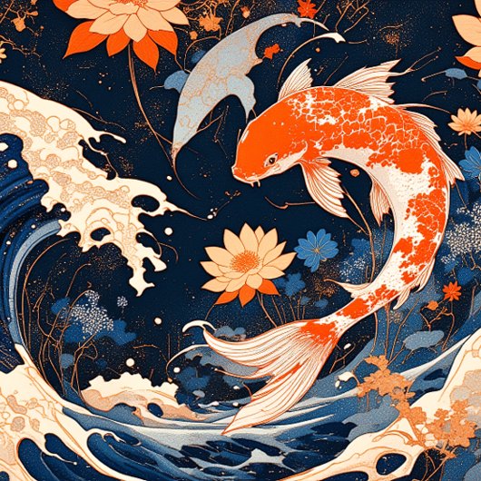Koi und Waves Poster