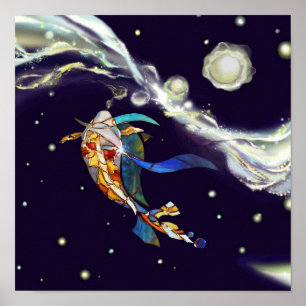 Koi Universum-im Glasdesigner-Innenraum-Plakat Poster