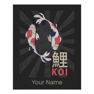 Koi Vintage Nishikigoi Japanischer Karpfen für Aqu Poster