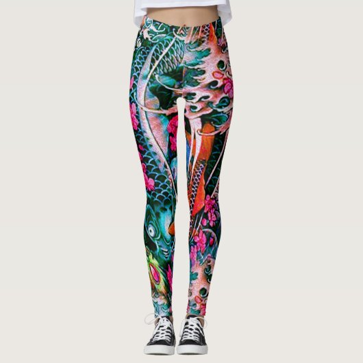 Koi Wasserfall Leggings (Vorderseite)