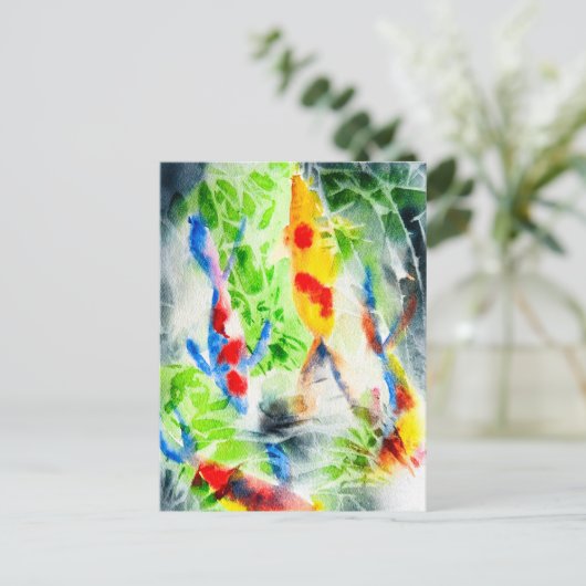 Koi Watercolor Fisch Kunst und Kunst Postkarte (Stehend Vorderseite)
