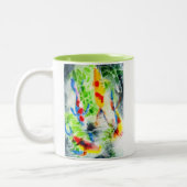 Koi Watercolor Fisch Kunst und Kunst Zweifarbige Tasse (Links)
