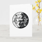 KOI YIN YANG BLACK UND WEISS KARTE (Gelbe Blume)