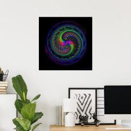 Koi Yin Yang Fraktal Print Poster