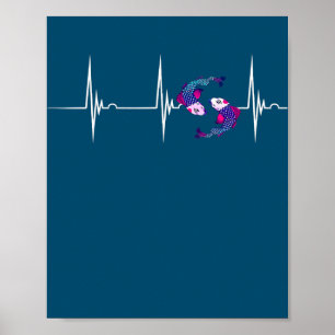 Koi Yin Yang Herzschlag EKG Puls japanischer Koi Poster