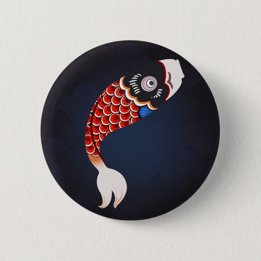 Koinobori - rote japanische Fisch-Flagge Button (Vorderseite)