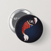 Koinobori - rote japanische Fisch-Flagge Button (Vorne & Hinten)
