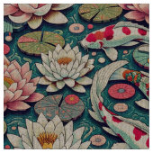 Kois unter den Lilien I Stoff (Nahaufnahme)
