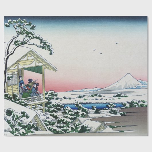 Koishikawa Tea House Sicht auf den Fuji von Hokusa Geschenkpapier (Flach)