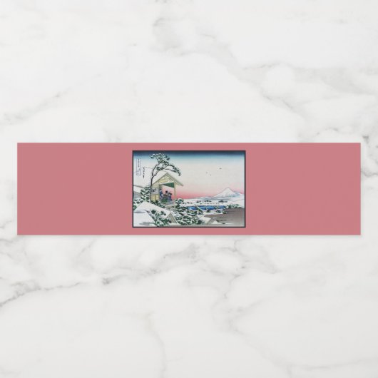 Koishikawa Tea House Sicht auf den Fuji von Hokusa Wasserflaschenetikett (Einzelnes Label)