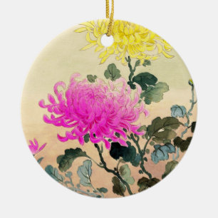 Koitsu Tsuchiya Chrysantheme japanische Blumen Kun Keramikornament