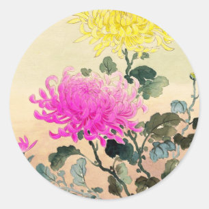 Koitsu Tsuchiya Chrysantheme japanische Blumen Kun Runder Aufkleber