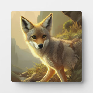 Kojoten-Welpen-Wildlife-Porträt-Tischdekoration Fotoplatte