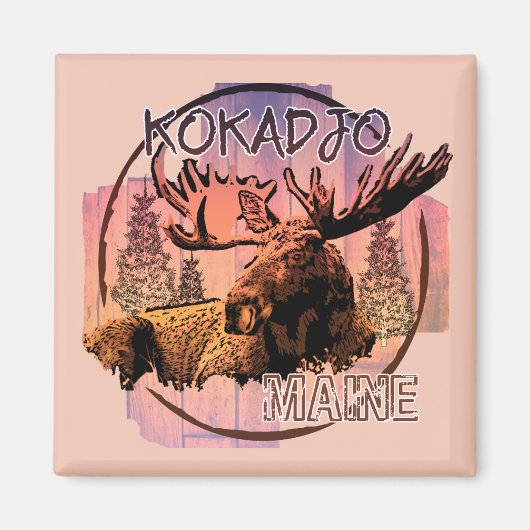 Kokadjo Maine rustikaler Elchmagnet Magnet (Vorne)