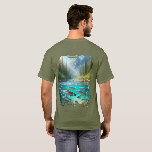 Kokanee-Lachs Kiefernbach T-Shirt (Schwarz voll)