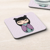 Kokeshi Doll 3 Untersetzer mit Korkrücken - Set vo (Linke Seite)