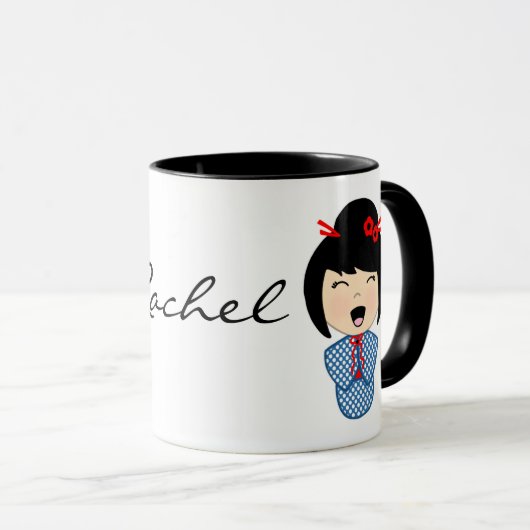 Kokeshi Doll Black 11 oz Combo Tasse (VorderseiteRechts)