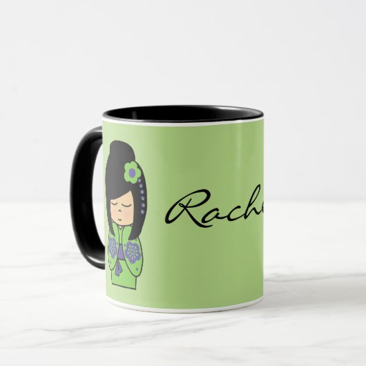 Kokeshi Doll Black Tasse (Vorderseite Links)