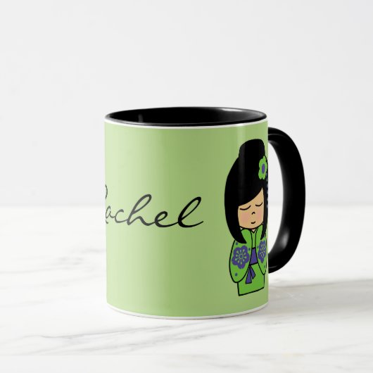 Kokeshi Doll Black Tasse (VorderseiteRechts)