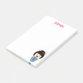Kokeshi Doll Blue Post-it® Notes 4 x 6 Post-it Klebezettel (angewinkelt)