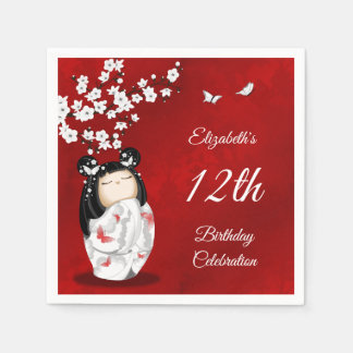 Kokeshi Doll Cherry Blossom | Girl´s Birthday Napk Serviette