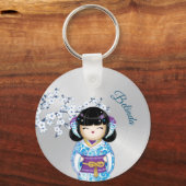 Kokeshi Doll Cherry Blossom Girl Schlüsselanhänger (Rückseite)