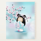 Kokeshi Doll Cherry Blossom Pink Türkis Name Planer (Rückseite)