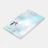 Kokeshi Doll Cherry Blossom Pink Türkis Name Post-it Klebezettel (angewinkelt)