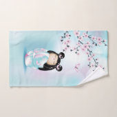 Kokeshi Doll Cherry Blossom Türkis Girls Hand T Badhandtuch Set (Handtuch)