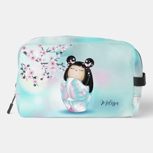 Kokeshi Doll Cherry Blossoms Waschbeutel (Rückseite)