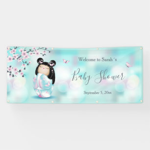 Kokeshi Doll Cherry Blüten Babydusche Banner