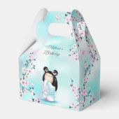 Kokeshi Doll Cherry Blüten Türkis Geschenkschachtel (Vorderseite)