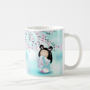 Kokeshi Doll Chibi Kirschblüten Kaffeemöglichkei Kaffeetasse