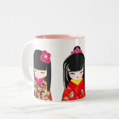 Kokeshi Doll Collection Zweifarbige Tasse (Vorderseite Links)