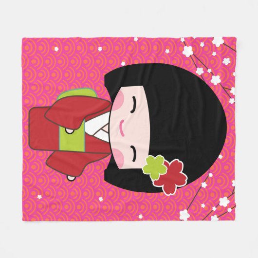 Kokeshi Doll Fleece werfen Blanket (Vorderseite (Horizontal))