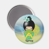 Kokeshi Doll Illustration Kühlschrankmagnet (Vorderseite/Rückseite)