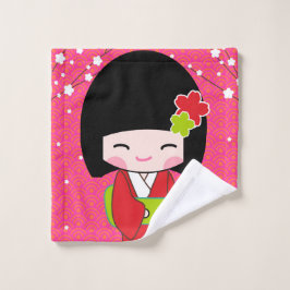 Kokeshi Doll kawaii Wash Tuch